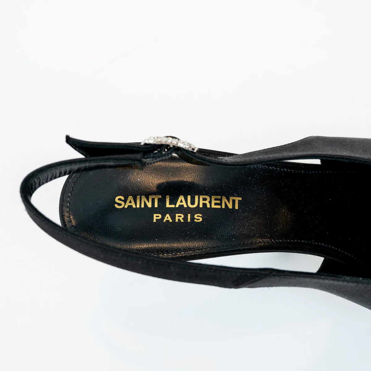 Saint Laurent Black Satin Slingback Pumps Size 40 Coeur Cult Core