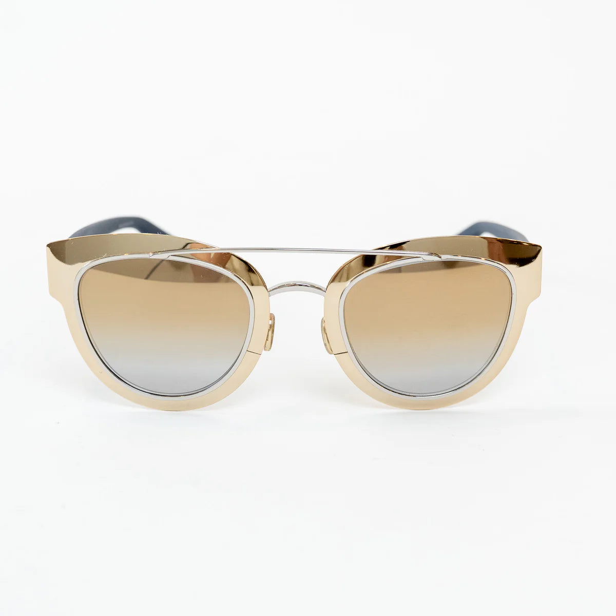 Dior Light Gold and Navy Double Bridge DiorChromic Sunglasses Coeur Cult Core