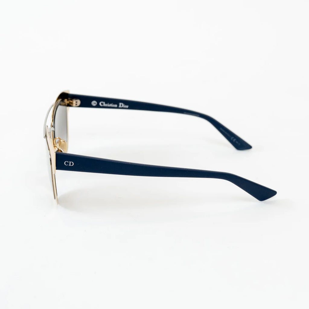 Dior Light Gold and Navy Double Bridge DiorChromic Sunglasses Coeur Cult Core
