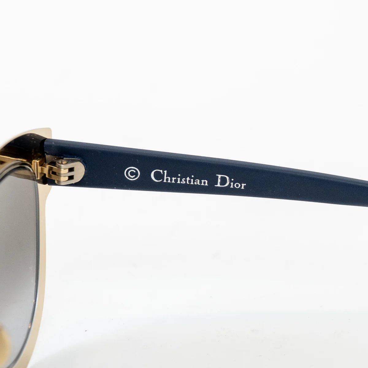 Dior Light Gold and Navy Double Bridge DiorChromic Sunglasses Coeur Cult Core