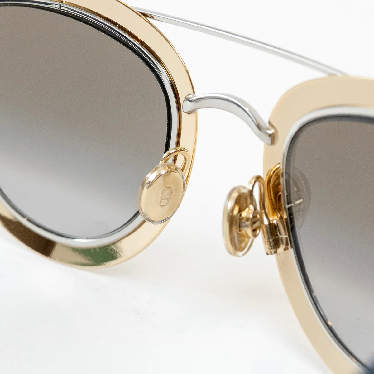 Dior Light Gold and Navy Double Bridge DiorChromic Sunglasses Coeur Cult Core