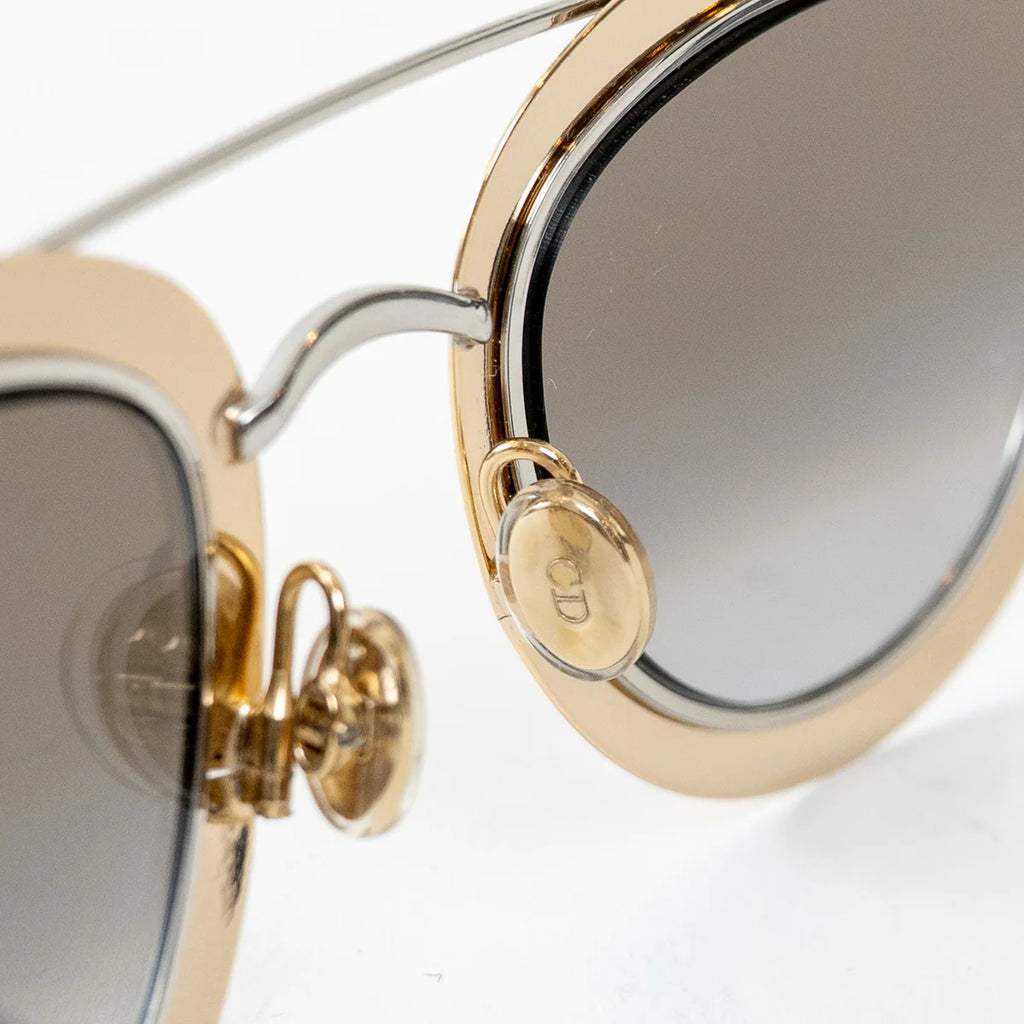 Dior Light Gold and Navy Double Bridge DiorChromic Sunglasses Coeur Cult Core
