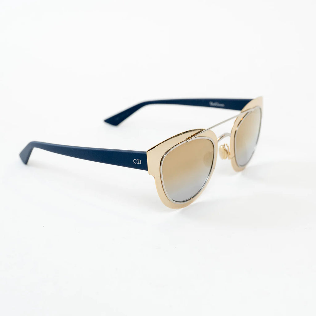 Dior Light Gold and Navy Double Bridge DiorChromic Sunglasses Coeur Cult Core