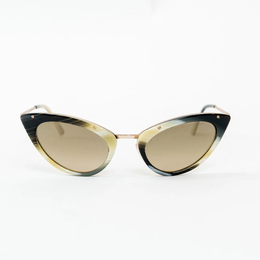 Tom Ford Rose Gold Black/White/Olive Frame Cateye Grace Sunglasses Coeur Cult Core