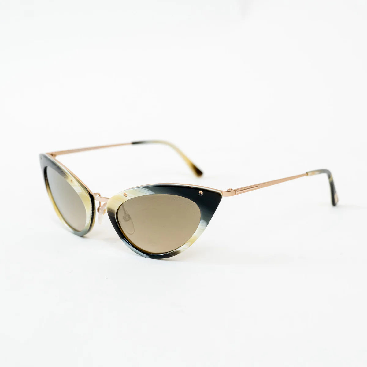 Tom Ford Rose Gold Black/White/Olive Frame Cateye Grace Sunglasses Coeur Cult Core