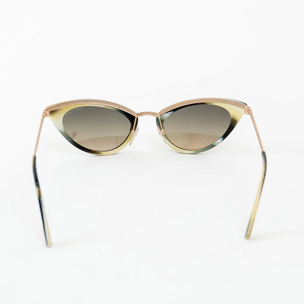 Tom Ford Rose Gold Black/White/Olive Frame Cateye Grace Sunglasses Coeur Cult Core