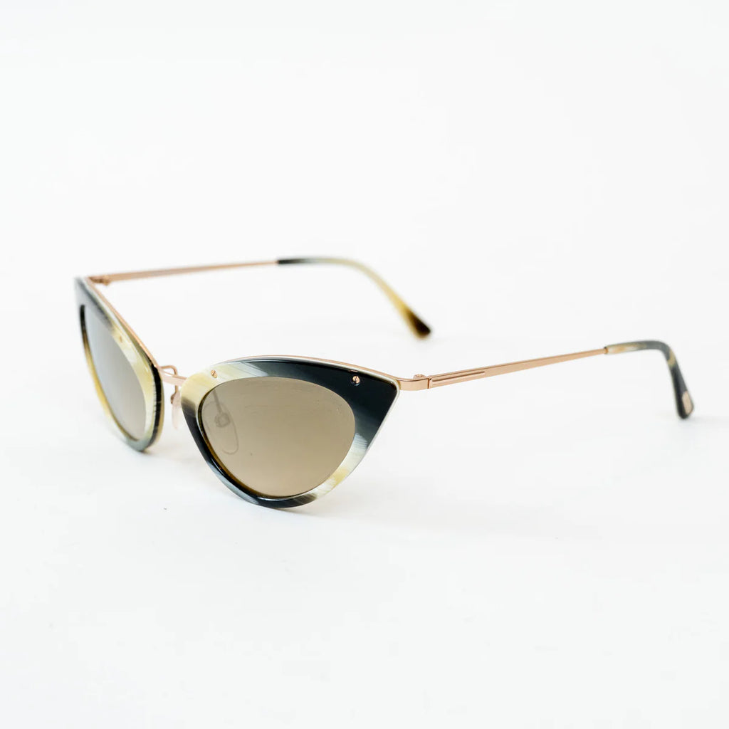 Tom Ford Rose Gold Black/White/Olive Frame Cateye Grace Sunglasses Coeur Cult Core