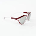 Pre-Loved Chanel™ Clear Cateye Sunglasses with Red Accents Coeur Cult Core