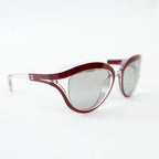 Pre-Loved Chanel™ Clear Cateye Sunglasses with Red Accents Coeur Cult Core