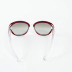 Pre-Loved Chanel™ Clear Cateye Sunglasses with Red Accents Coeur Cult Core