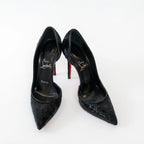 Christian Louboutin Black Velvet Iriza Pumps Size 39.5 Coeur Cult Core