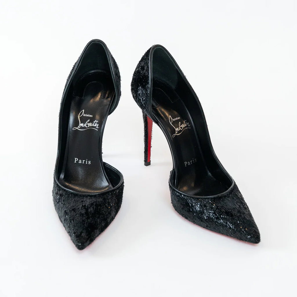 Christian Louboutin Black Velvet Iriza Pumps Size 39.5 Coeur Cult Core