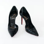 Christian Louboutin Black Velvet Iriza Pumps Size 39.5 Coeur Cult Core