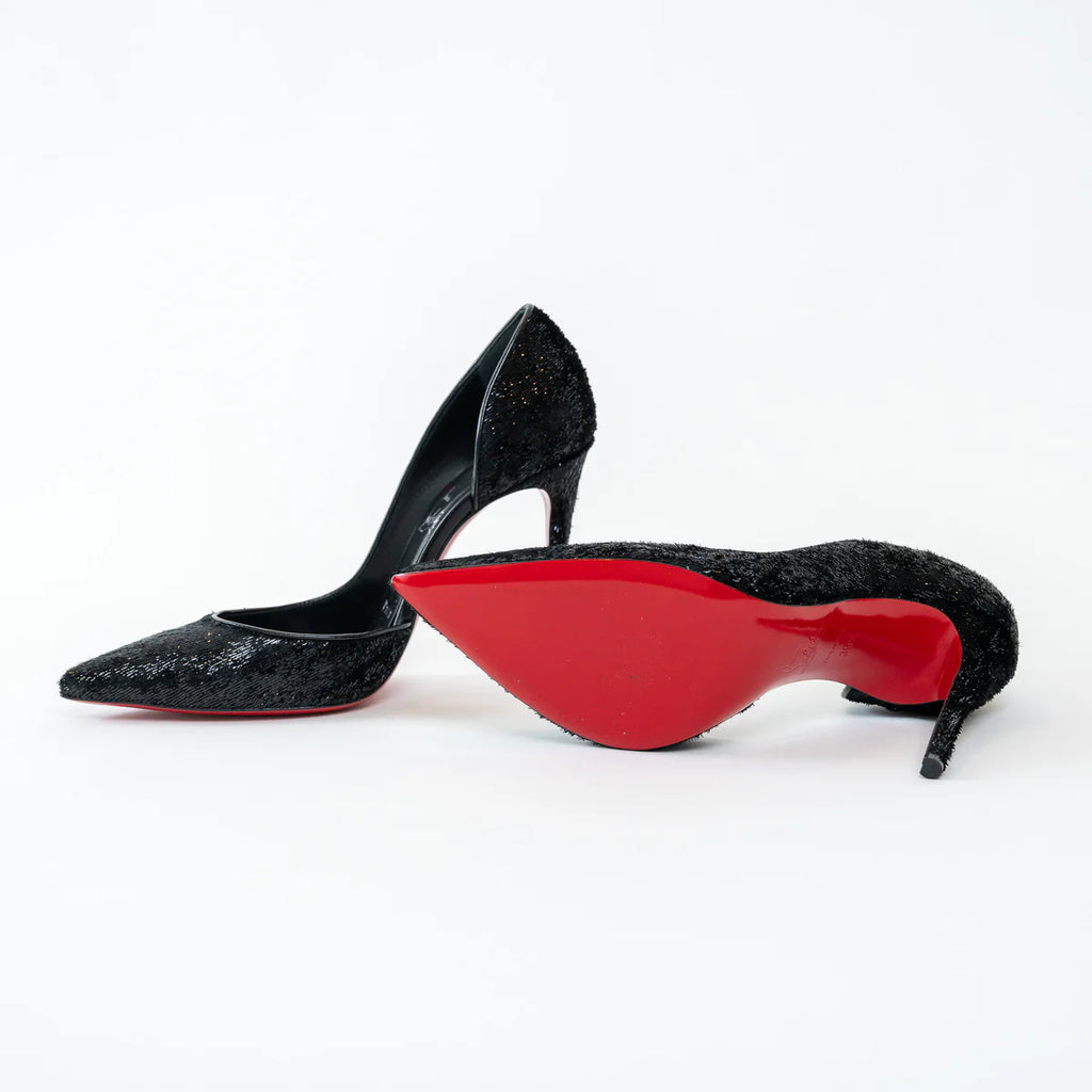 Christian Louboutin Black Velvet Iriza Pumps Size 39.5 Coeur Cult Core