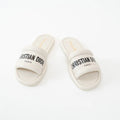 Christian Dior White Lambskin Embossed Every-D Slide Size 36 Coeur Cult Core