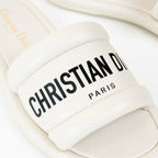 Christian Dior White Lambskin Embossed Every-D Slide Size 36 Coeur Cult Core