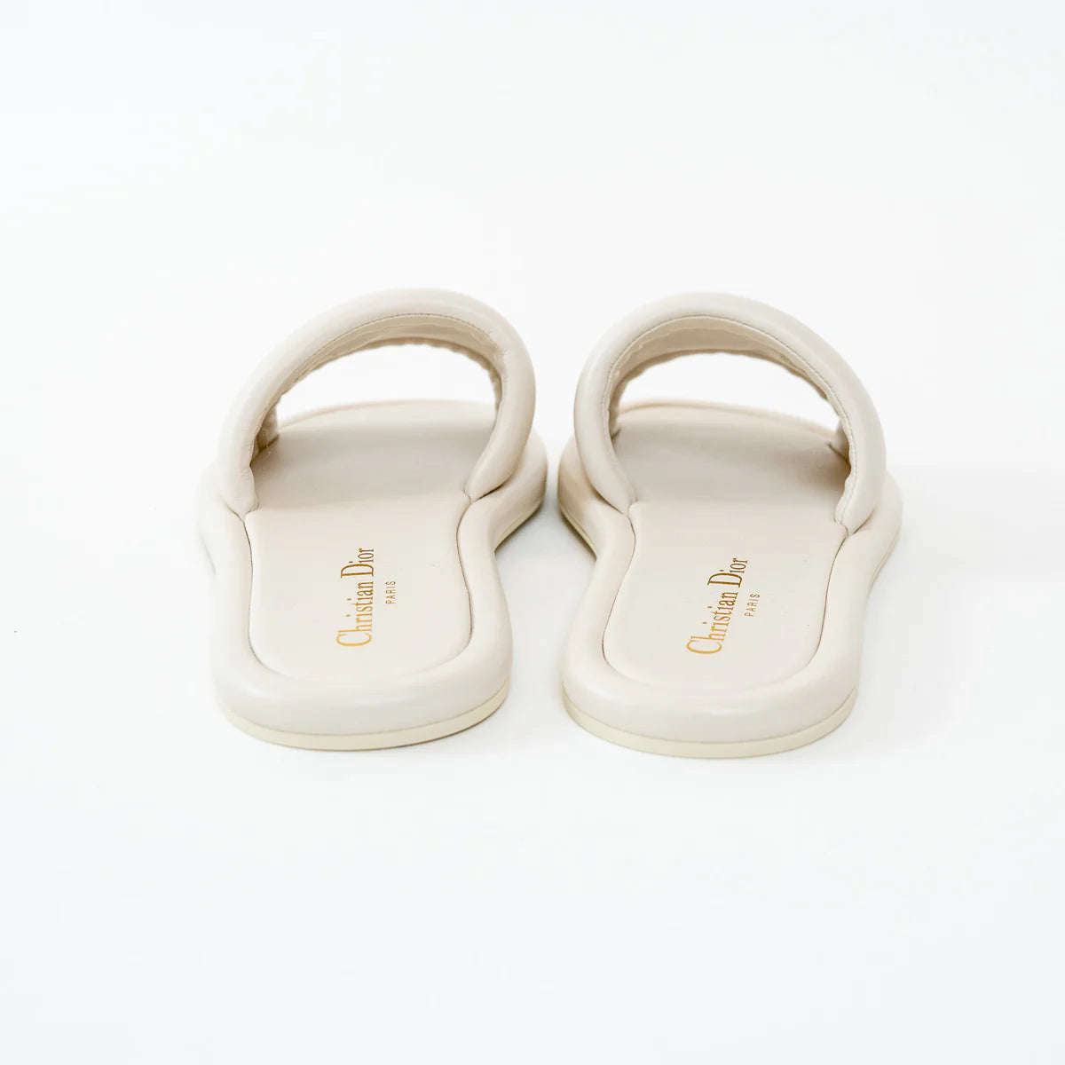 Christian Dior White Lambskin Embossed Every-D Slide Size 36 Coeur Cult Core