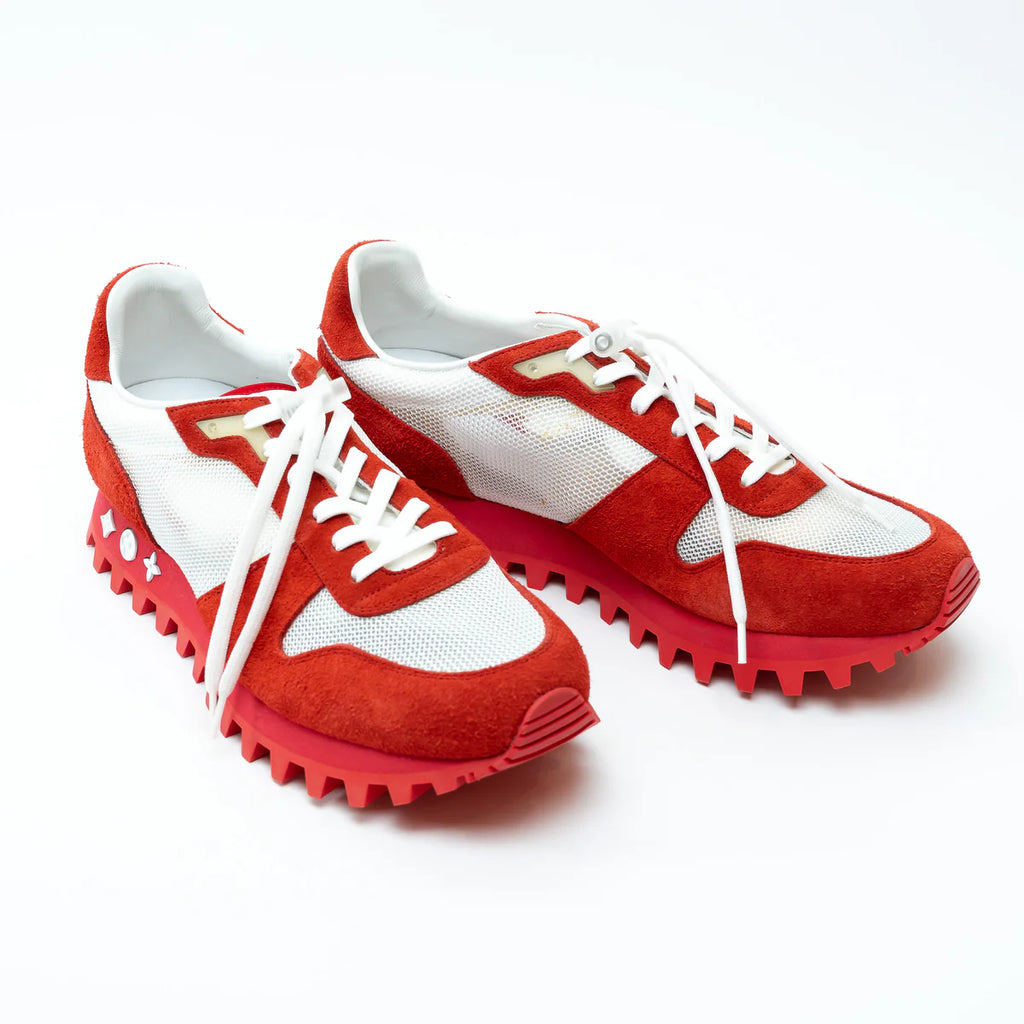 Louis Vuitton Red/White Low Top Sneakers Size 8.5 Coeur Cult Core