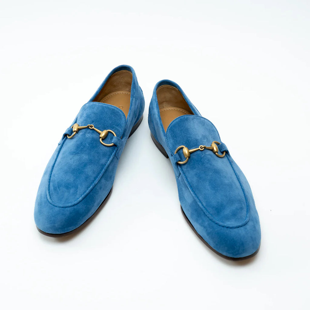 Gucci Blue Suede Horsebit Loafers Size 10.5 Coeur Cult Core