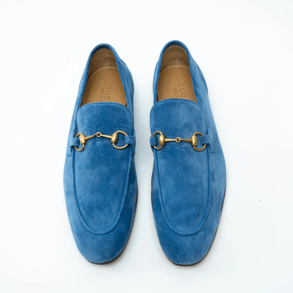 Gucci Blue Suede Horsebit Loafers Size 10.5 Coeur Cult Core