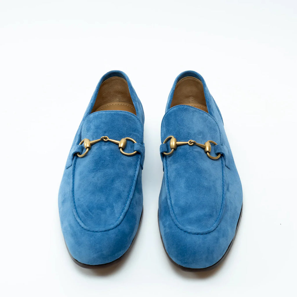 Gucci Blue Suede Horsebit Loafers Size 10.5 Coeur Cult Core