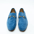 Gucci Blue Suede Horsebit Loafers Size 10.5 Coeur Cult Core
