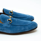 Gucci Blue Suede Horsebit Loafers Size 10.5 Coeur Cult Core