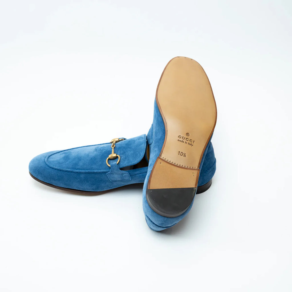 Gucci Blue Suede Horsebit Loafers Size 10.5 Coeur Cult Core