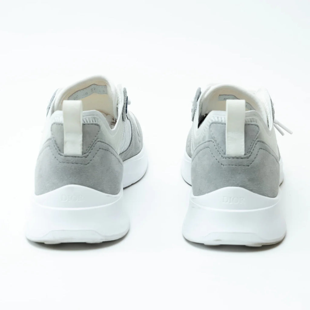 Dior White and Grey Low Top Sneakers with Oblique Detail Size 43