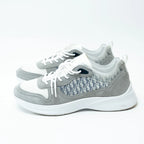 Dior White and Grey Low Top Sneakers with Oblique Detail Size 43