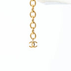 Pre-Loved Chanel™ Gold Tone Interlaced Leather and Chain Crystal Embellished Logo Choker Coeur Cult Core