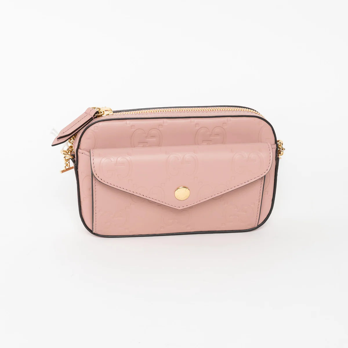 Mauve GG Embossed Leather Mini Messenger Bag Coeur Cult Core