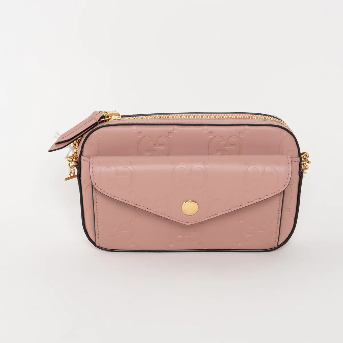 Mauve GG Embossed Leather Mini Messenger Bag Coeur Cult Core
