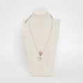 Gold Tone Faux Pearl Crystal Heart Pendant Necklace