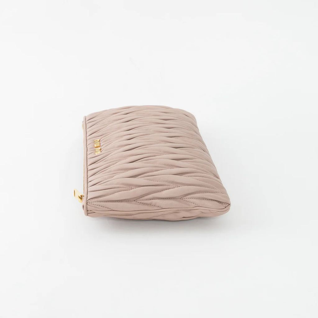 Blush Pink Zip Leather Clutch