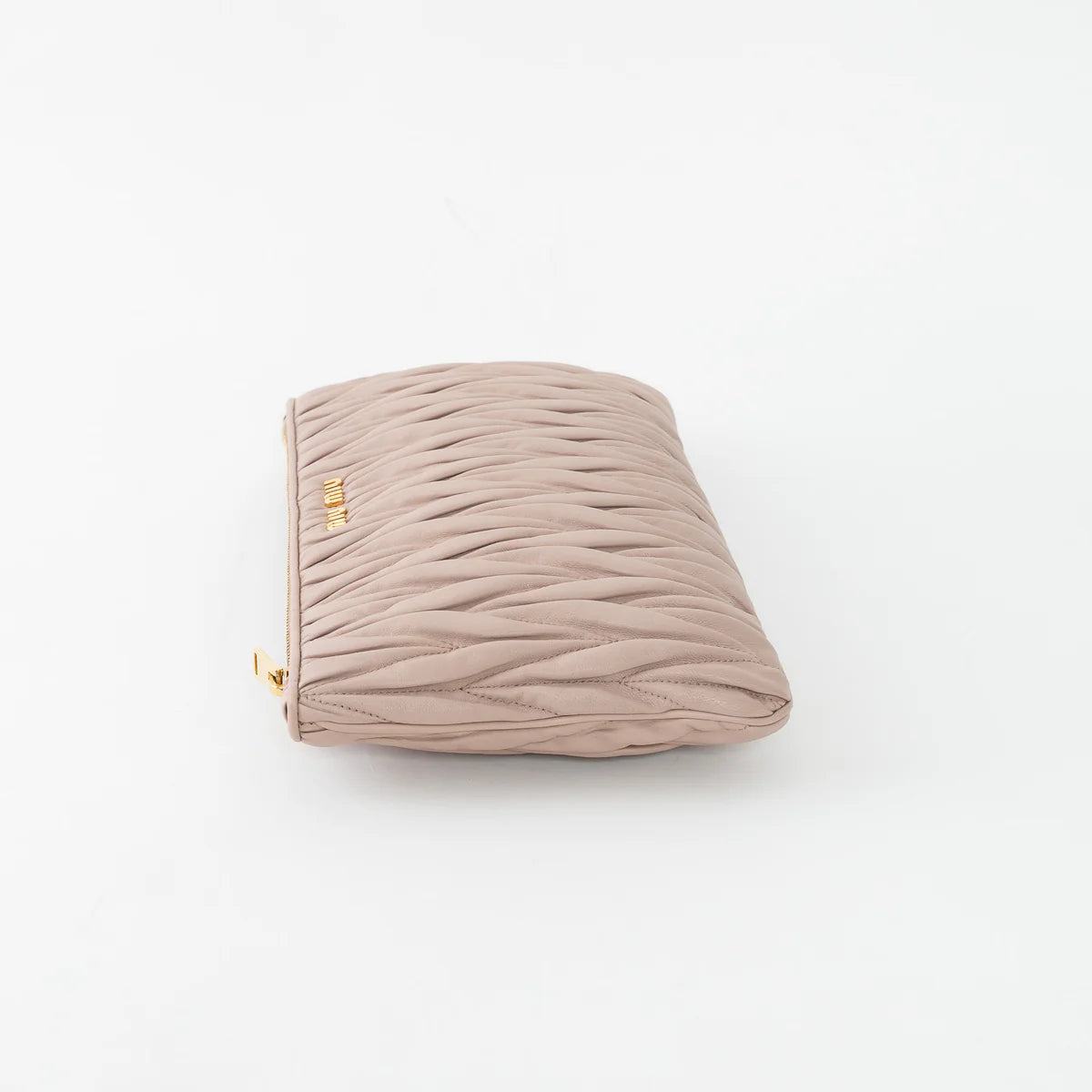 Blush Pink Zip Leather Clutch