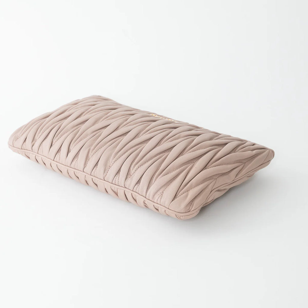 Blush Pink Zip Leather Clutch