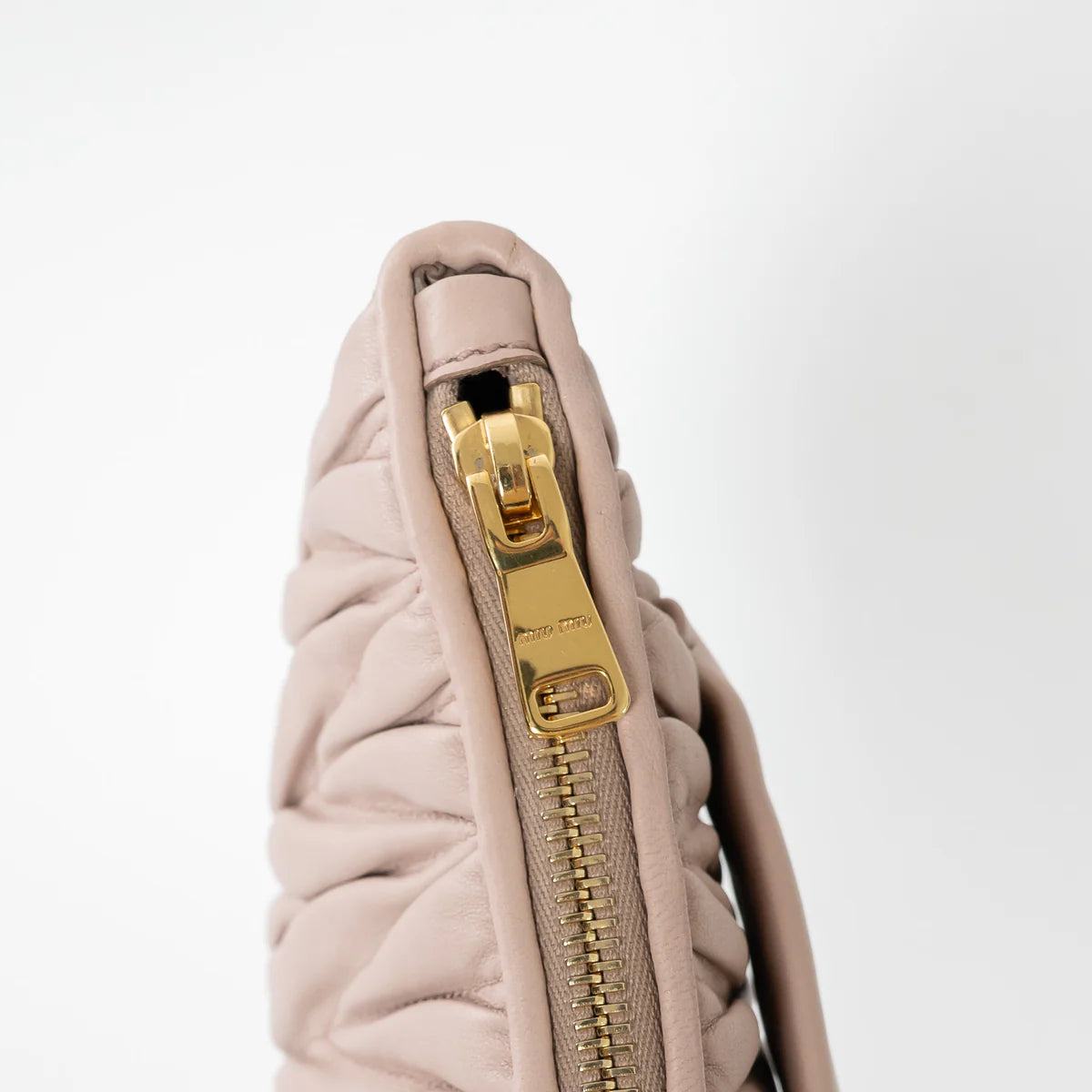 Blush Pink Zip Leather Clutch