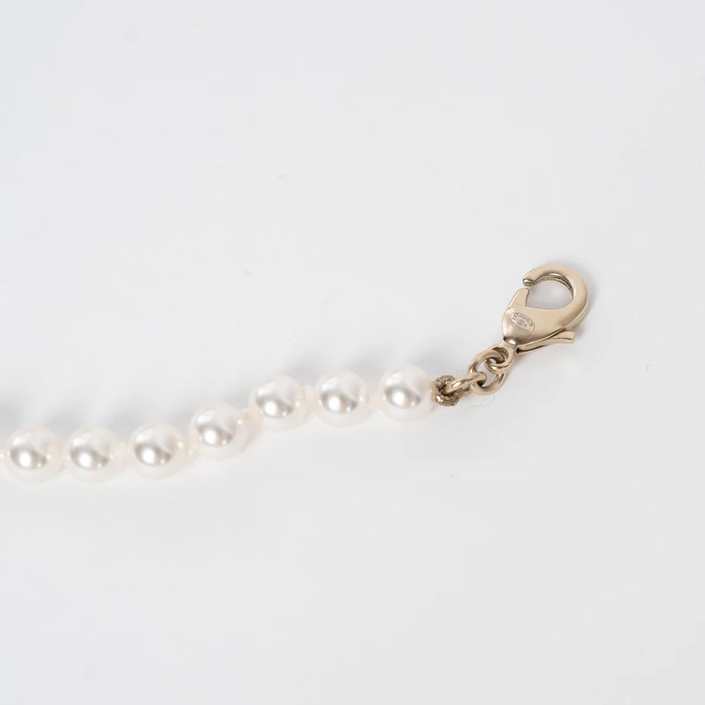 Gold Tone Faux Pearl Crystal Heart Pendant Necklace