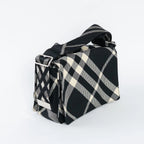 Black and White Check Trench Canvas Crossbody Bag