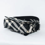 Black and White Check Trench Canvas Crossbody Bag