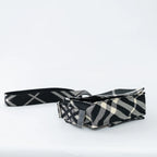 Black and White Check Trench Canvas Crossbody Bag