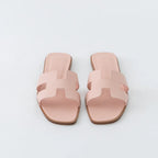 Rose Porcelaine Epsom Calfskin Leather Oran Sandals Size 37.5