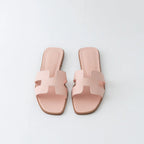 Rose Porcelaine Epsom Calfskin Leather Oran Sandals Size 37.5