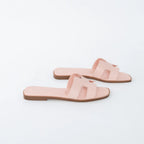 Rose Porcelaine Epsom Calfskin Leather Oran Sandals Size 37.5