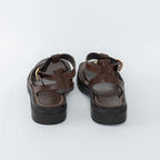 Dark Brown Calfskin Leather Clea Triomphe Gladiator Sandals Size 38