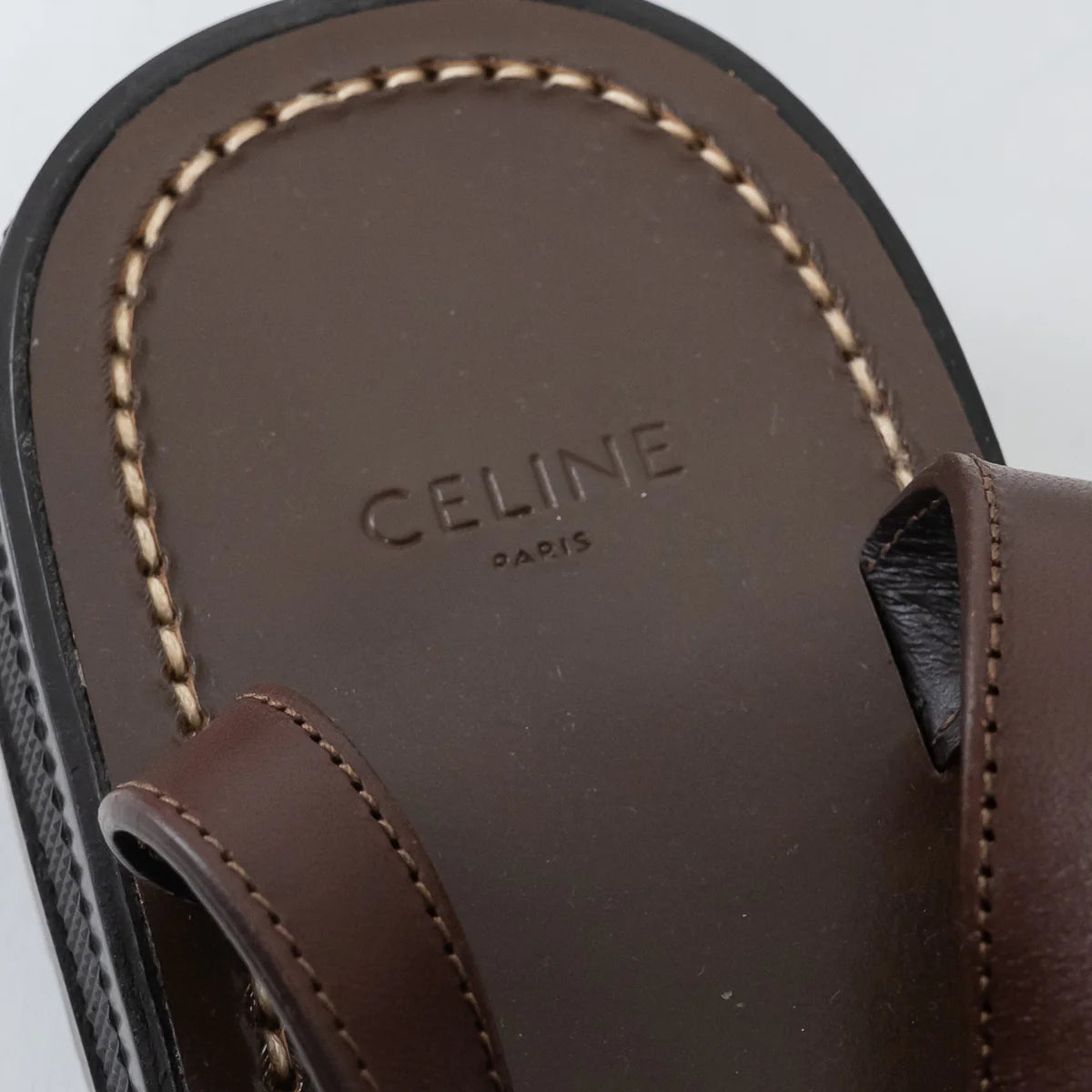 Dark Brown Calfskin Leather Clea Triomphe Gladiator Sandals Size 38