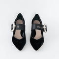 Black Velvet Faux Pearl Pumps Size 37