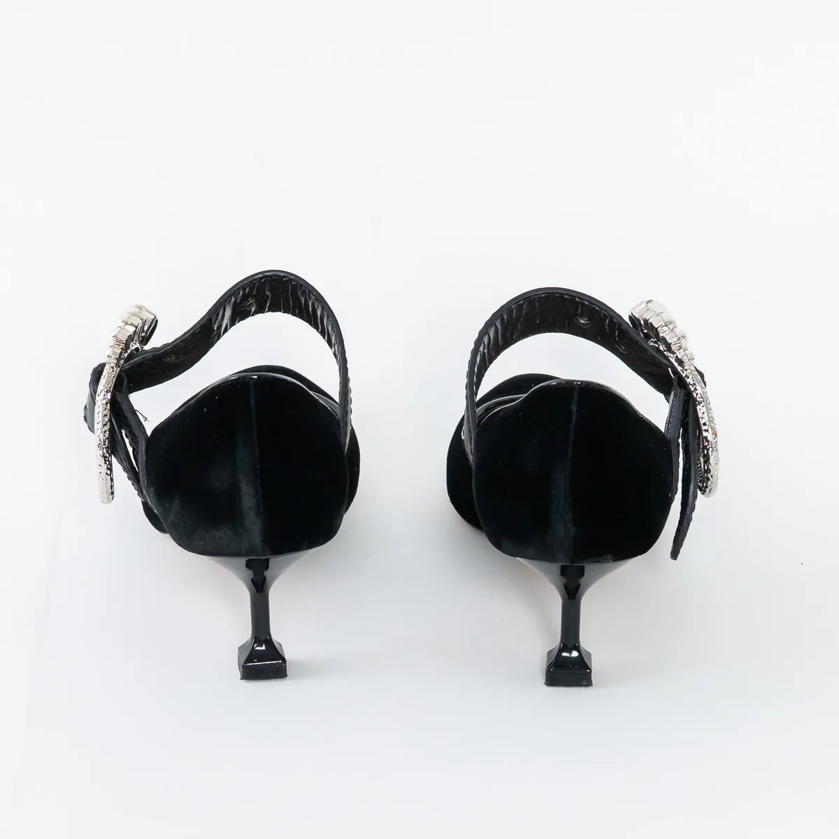 Black Velvet Faux Pearl Pumps Size 37