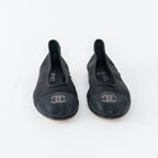 Black Mesh Crystal Embellished Ballet Flats Size 36.5C